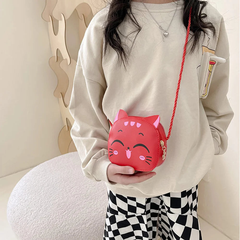 Bolso Infantil de Carácter de Gato – Bolsa Crossbody para Niños, Mochila Pequeña de PU con Diseño de Animal, Ideal para Kindergarten y Uso Diario