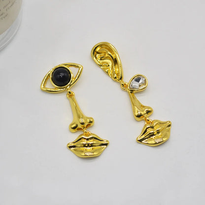 Pendientes de Ojo de Metal Retro para Mujer | Joyería Exagerada de Estilo Fresco