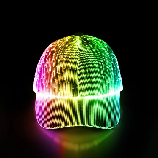 Sombrero LED Multicolor con Fibra Óptica, Capucha Neón para Discotecas, Eventos y Fiestas