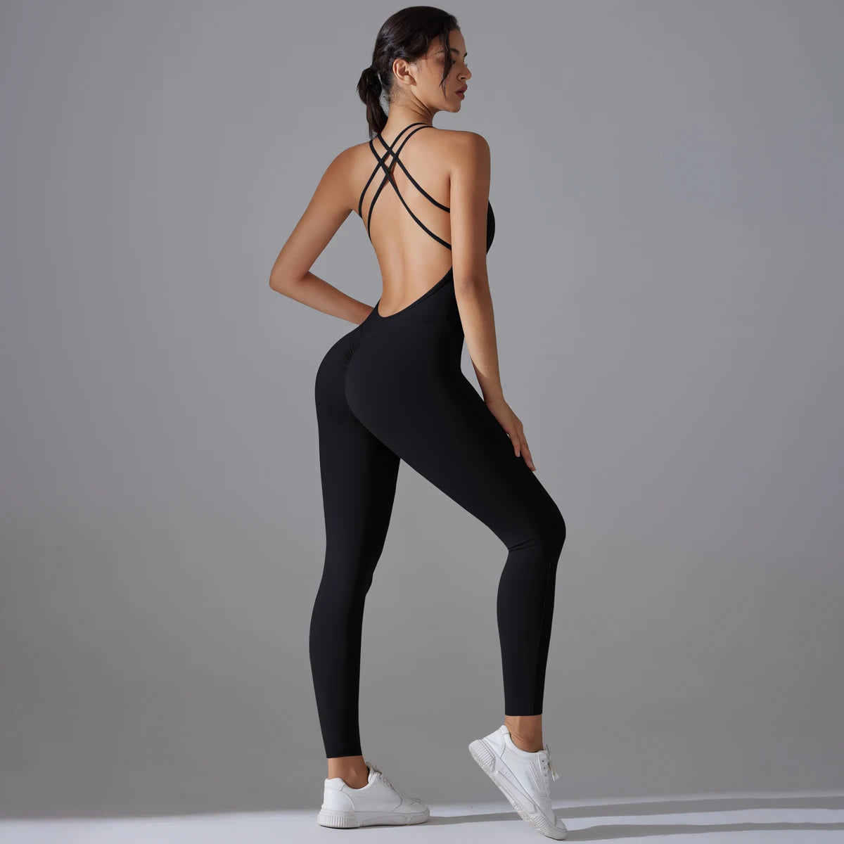 Bodycon Enterizo Deportivo Sin Espalda para Mujer - Push-Up, Yoga y Fitness