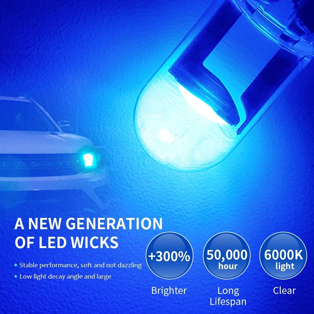 10X Nuevas Luces LED W5W Canbus T10 para Automóviles COB de Vidrio Partes Interiores 6000K Blanco Lámpara de Placa de Matrícula Luz de Lectura 12V