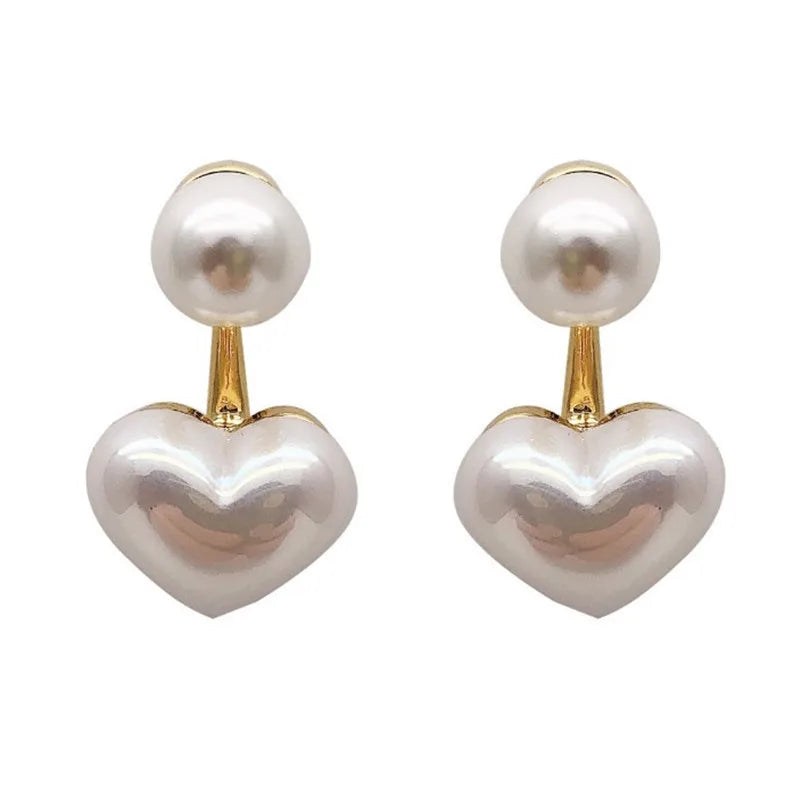 Pendientes de Pera de Imitación con Aguja de Plata 925 para Mujer - Joyería de Moda Coreana, Pendientes de Tuerca de Corazón de Lujo 2024