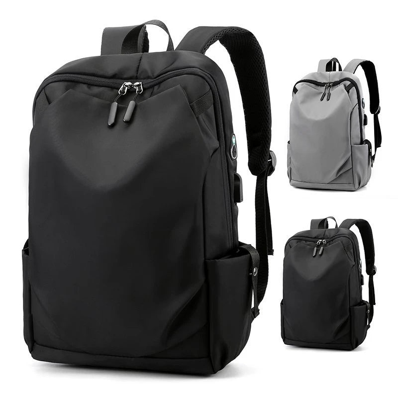 Mochila Escolar Masculina Impermeable de Nylon, con Carga USB, Mochila para Laptop y Gran Capacidad para Libros y Viajes