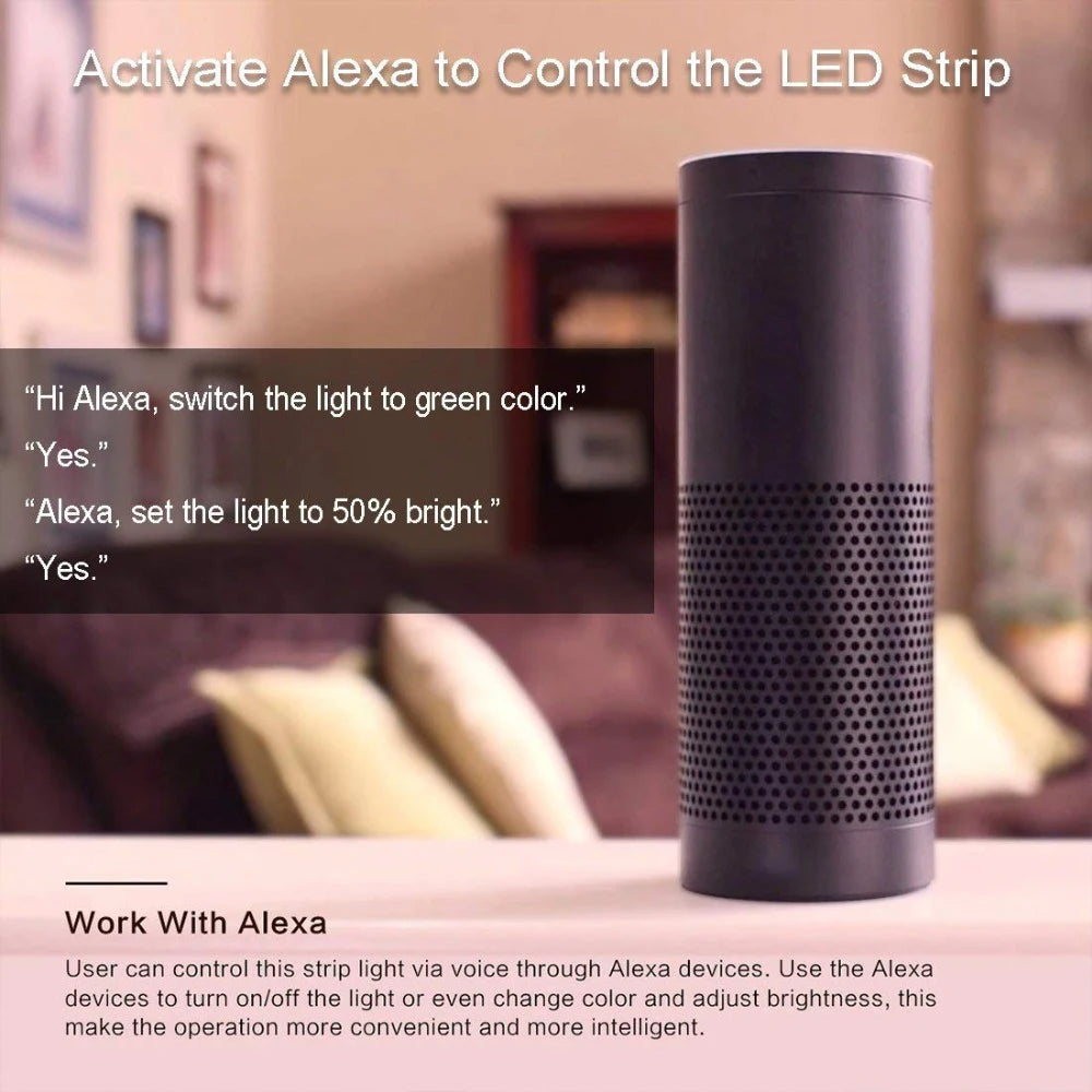Luz LED RGB Bajo Gabinete DC12V Tuya WIFI Regulable con Control Remoto para Navidad, Cocina, Muebles Decorativos para Alexa y Google Home