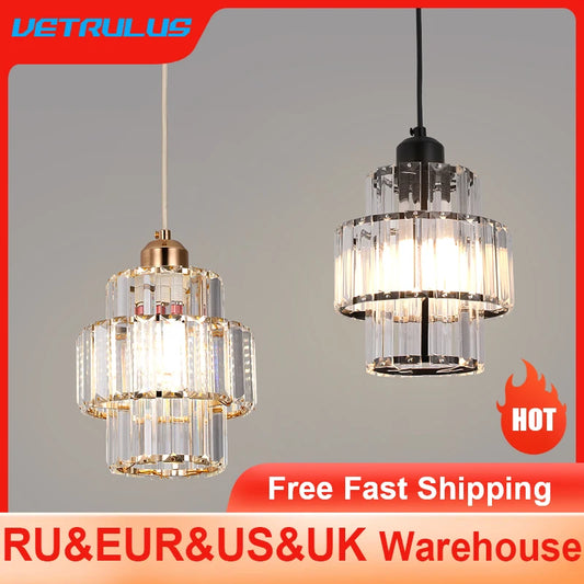 Lámpara Colgante Moderna de Cristal K9 - Candelabro LED para Techo, Estilo Nórdico, Decoración para Sala, Comedor, Isla de Cocina y Balcón