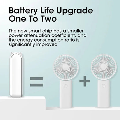 Ventilador Mini Portátil 2000mAh - USB Recargable, Plegable, Silencioso, Ideal para Oficina y Hogar, Power Bank Integrado