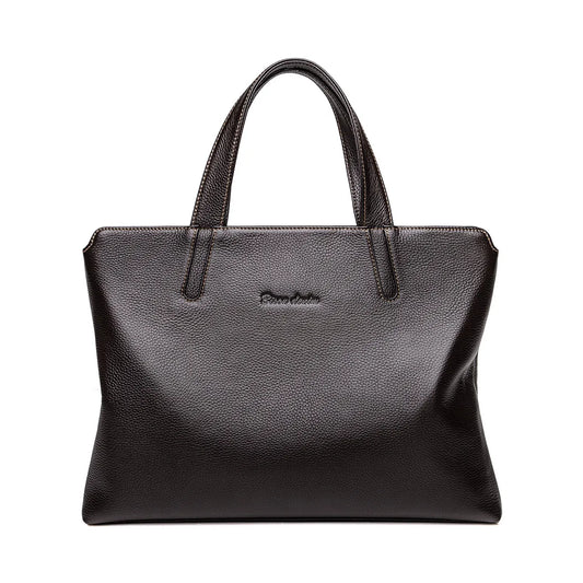Maletín de Cuero Genuino de Lujo para Hombre BISON DENIM - Maletín de Negocios con Piel de Vaca Suave, Tote de Oficina para Laptop y Documentos