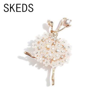 Broche de Bailarina de Ballet de Cristal - Pin Decorativo de Estilo con Diamantes de Imitación, Ideal para Mujer