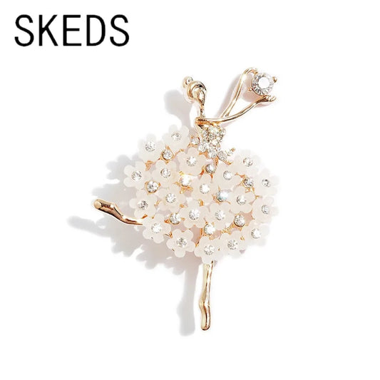 Broche de Bailarina de Ballet de Cristal - Pin Decorativo de Estilo con Diamantes de Imitación, Ideal para Mujer