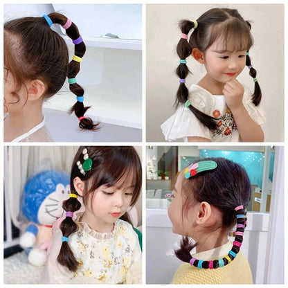 Coleteros Coloridos de Nailon para Niñas - Set de 50 Accesorios para el Cabello - Scrunchies Básicos y Elásticos