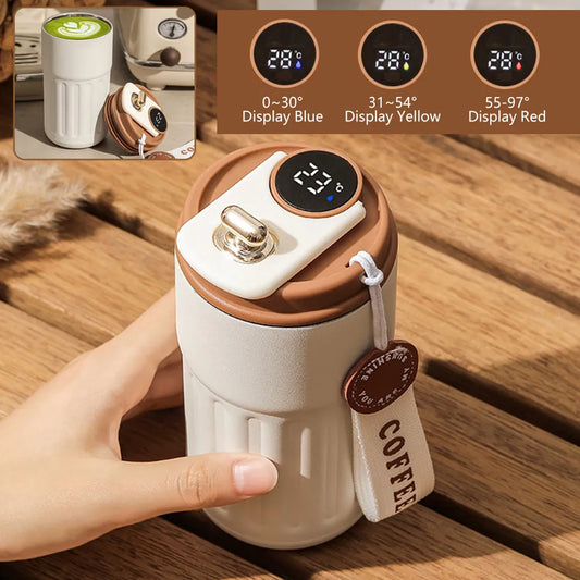 Termo Inteligente con Pantalla LED de Temperatura - Taza de Café de Acero Inoxidable 316 - Termo Portátil al Vacío