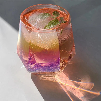 Vaso Transparente Hexagonal de 300ml - Vaso Colorido para Agua, Leche, Jugo, Bebidas y Vino, Ideal para Cocina y Hogar