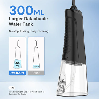 rrigador Oral Portátil INSMART - Limpiador Dental con Tanque de 300ML, 4 Modos y Batería Recargable