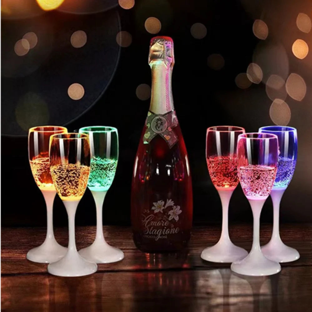 6PCS Copas de Champagne LED con Luz Intermitente para Fiesta, Bar, Club Nocturno, Navidad y Bodas - Copas de Cóctel Flashing