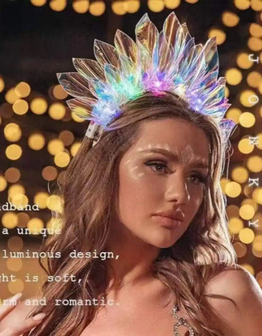 Diadema Brillante con Luz LED para Cantantes - Tocado Parpadeante y Corona Luminosa para Fiestas, Cosplay y Club Nocturno