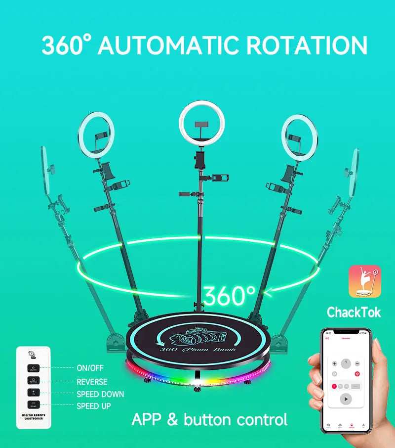 Nueva Cabina de Fotos 360 2024 con Luces de Fotografía para Fiestas, Software Automático