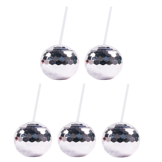 Vasos de bola de discoteca con pajitas, decoración festiva para bodas y despedidas de soltera, tazas de cóctel y suministros para piscina, 5/8 piezas