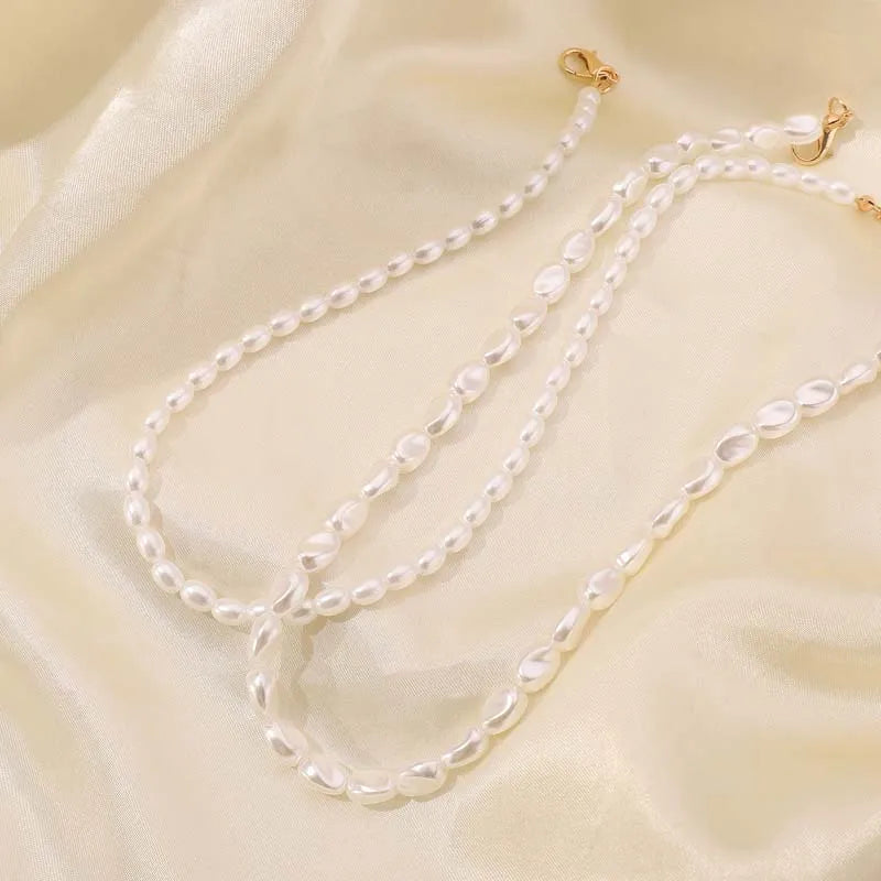Collar Choker Vintage de Perlas Imitación Blancas para Mujeres - Elegante Cadena Corto Doble Capa de Joyería de Boda