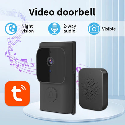 Cámara Timbre Inalámbrico Tuya | 1080p HD, Audio Bidireccional, Intercom Inteligente y Visión Nocturna