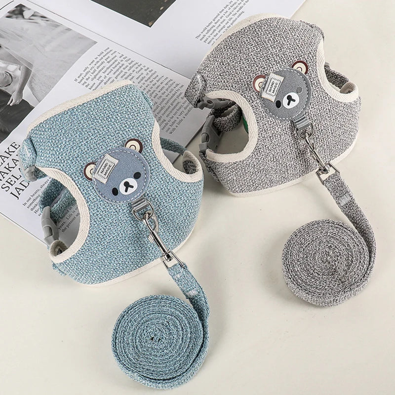 Conjunto de Arnés y Correa para Conejo, Chaleco Acolchado para Mascotas, Accesorios Lindos para Caminar al Aire Libre