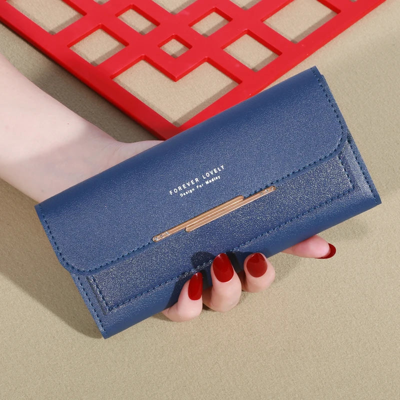2024 New Women's Wallet Metal Long Folding Personalized Student Cute Mini Fashion Wallet Handheld Zero Wallet