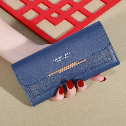 2024 New Women's Wallet Metal Long Folding Personalized Student Cute Mini Fashion Wallet Handheld Zero Wallet
