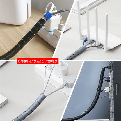 Organizador de Cables Flexible 2M - Protector de Alambres Negro para Oficina y Hogar