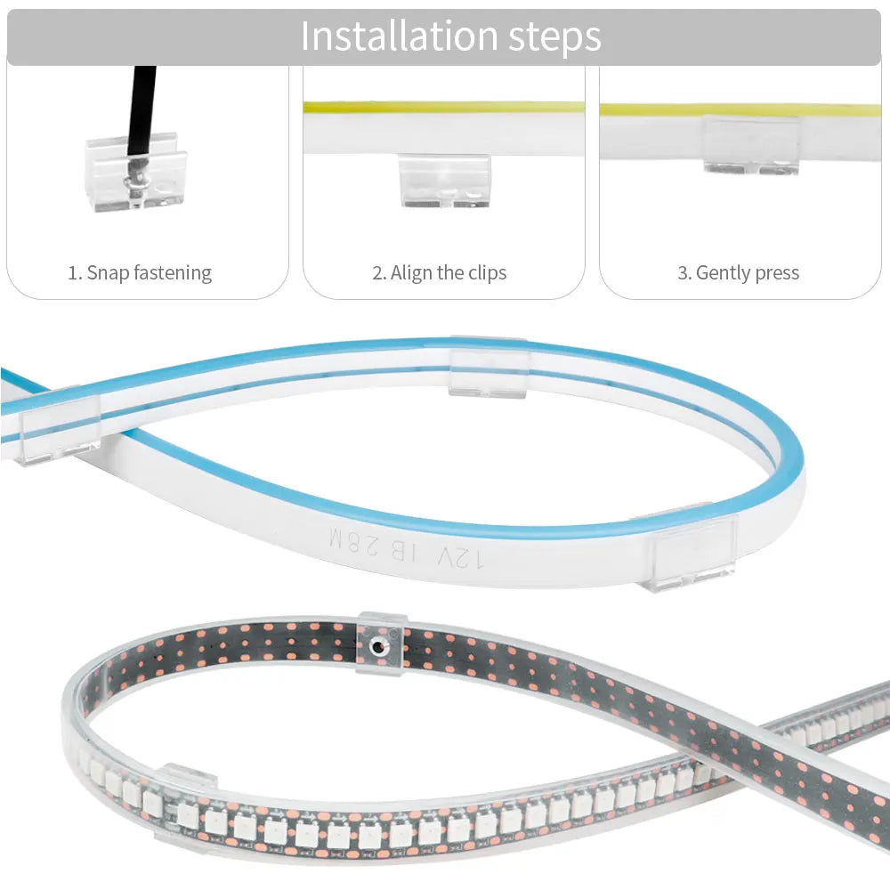 Conector de Tira LED, Clips de Fijación, Accesorios de Plástico para Fijación en Pared, Compatibles con Cinta de Luz de Neón LED RGB 5050, 6MM, 10MM, 12MM, 15MM