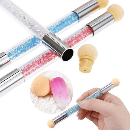 Cabezales de esponja de repuesto para uñas, pincel degradado de Color de esmalte de Gel, polvo brillante, bolígrafo de puntos para accesorios de manicura, herramientas