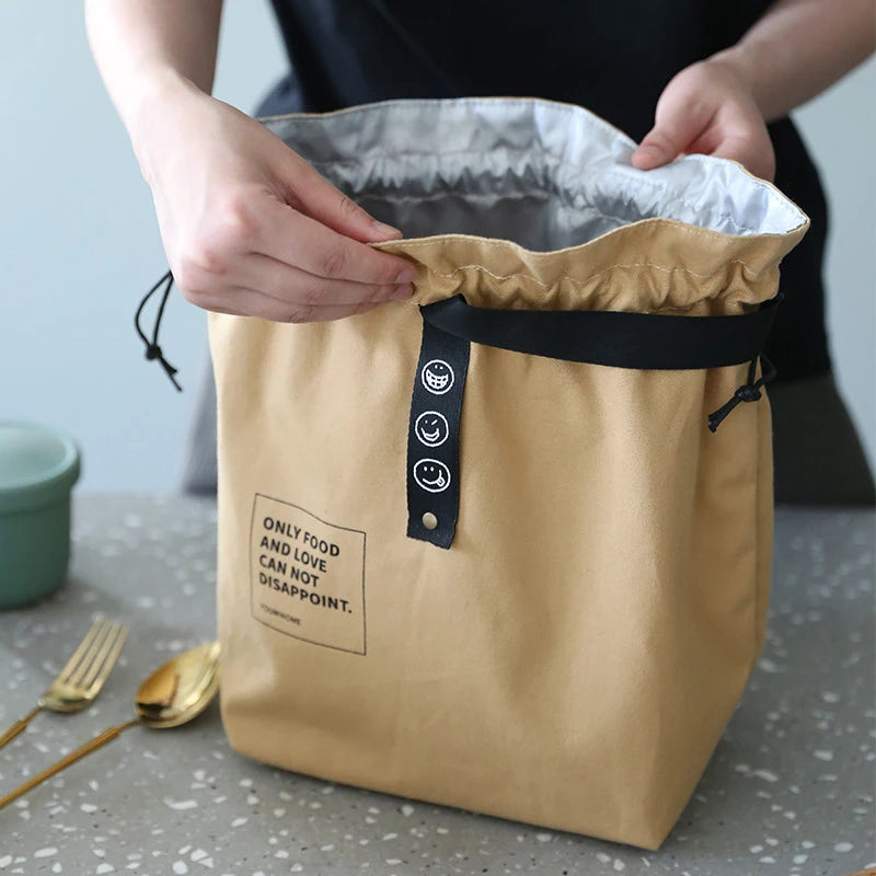 Bolsa Bento de Lona para Almuerzo, Bolsa Portátil para Picnic, Escuela y Almacenaje de Comida