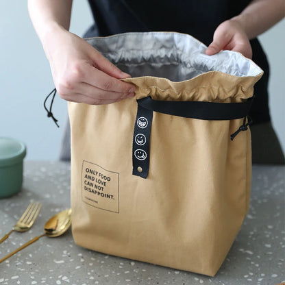 Bolsa Bento de Lona para Almuerzo, Bolsa Portátil para Picnic, Escuela y Almacenaje de Comida