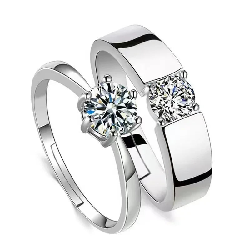 Anillo de Compromiso Moissanita con Diseño Abierto - Anillo Clásico de Pareja para Hombres y Mujeres, Anillo de Boda