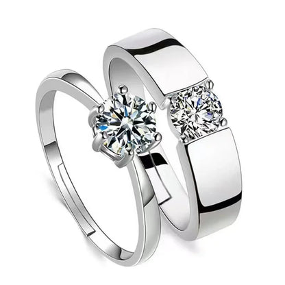 Anillo de Compromiso Moissanita con Diseño Abierto - Anillo Clásico de Pareja para Hombres y Mujeres, Anillo de Boda