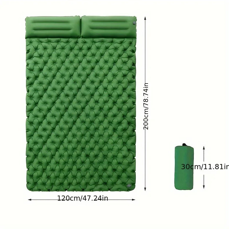Colchón Inflable Doble con Bomba y Almohada Integrada – Colchoneta de Aire para Acampar, Viajes, Mochilero y Senderismo
