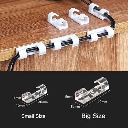 Clips Organizadores de Cable USB 20/5PCS - Soporte Adhesivo para Auriculares, Ratón y Gestión de Cables en Escritorio