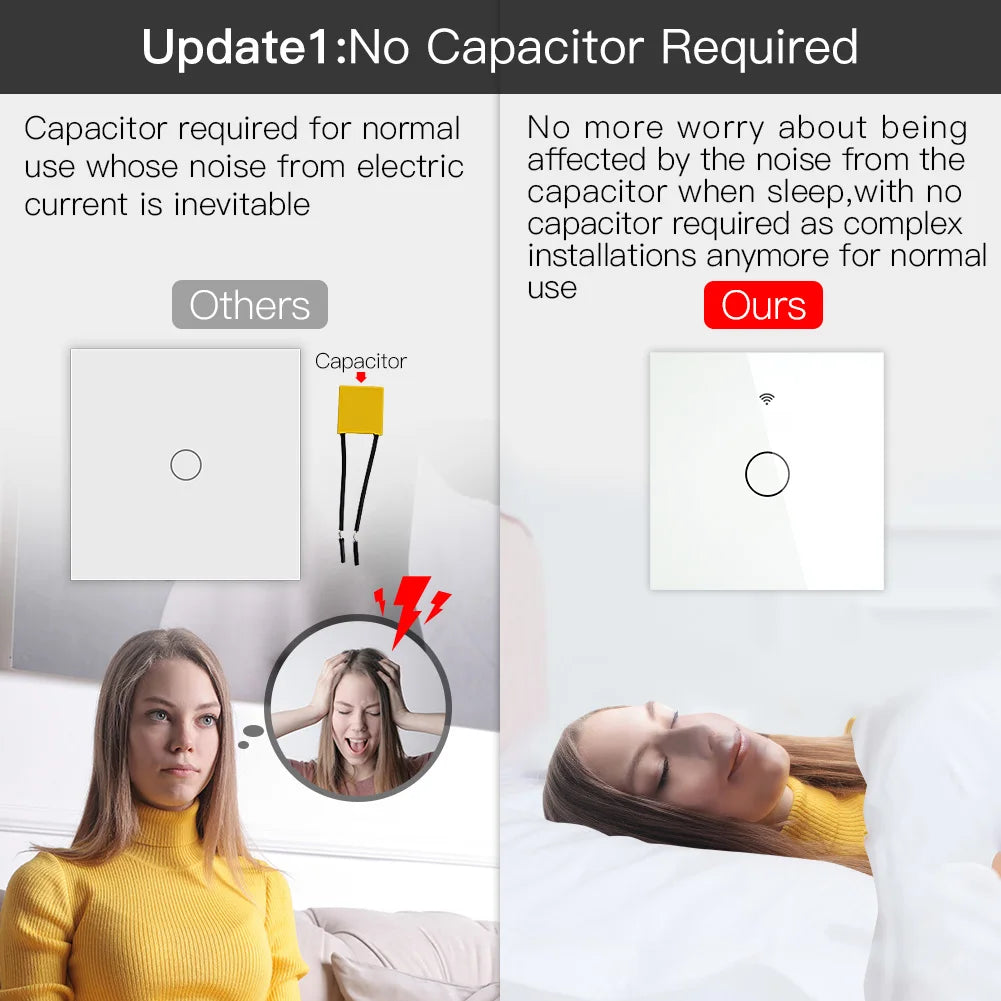 Interruptor de Luz Inteligente ZigBee Táctil con Neutro | Compatible con Alexa y Google Home