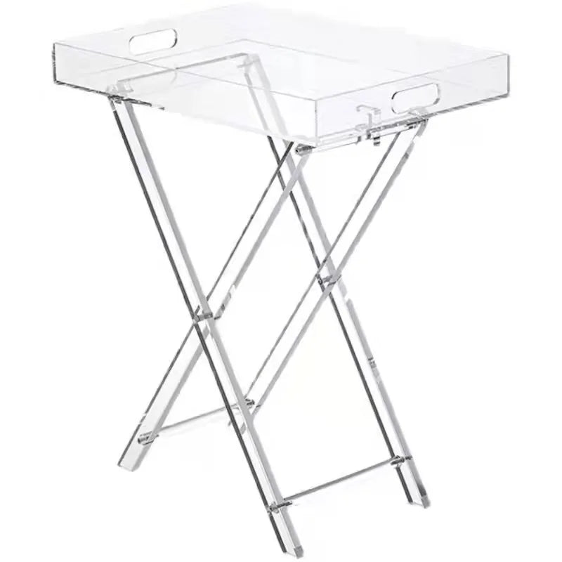 Mesa de Centro Plegable de Acrílico Nórdico, Mesa Pequeña Transparente, Escritorio Lateral para Hogar y Balcón