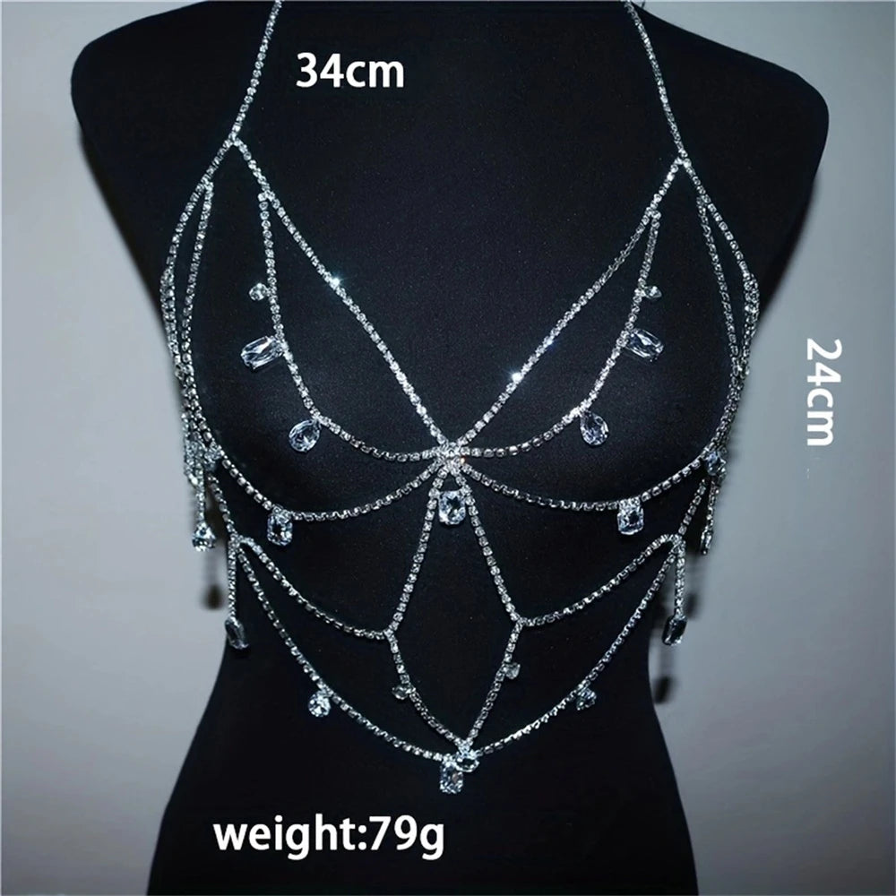 Conjunto de Pantalones Cortos con Diamantes de Imitación y Top de Cristal Brillante, Joyería Romántica de Lujo para Fiesta en Club Nocturno, Accesorios de Joyería