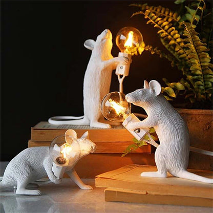 Lámpara de Mesa LED de Ratón Nórdico – Luces de Mesita de Noche de Estilo Moderno, Decoración Interior del Hogar, Lámparas de Pie