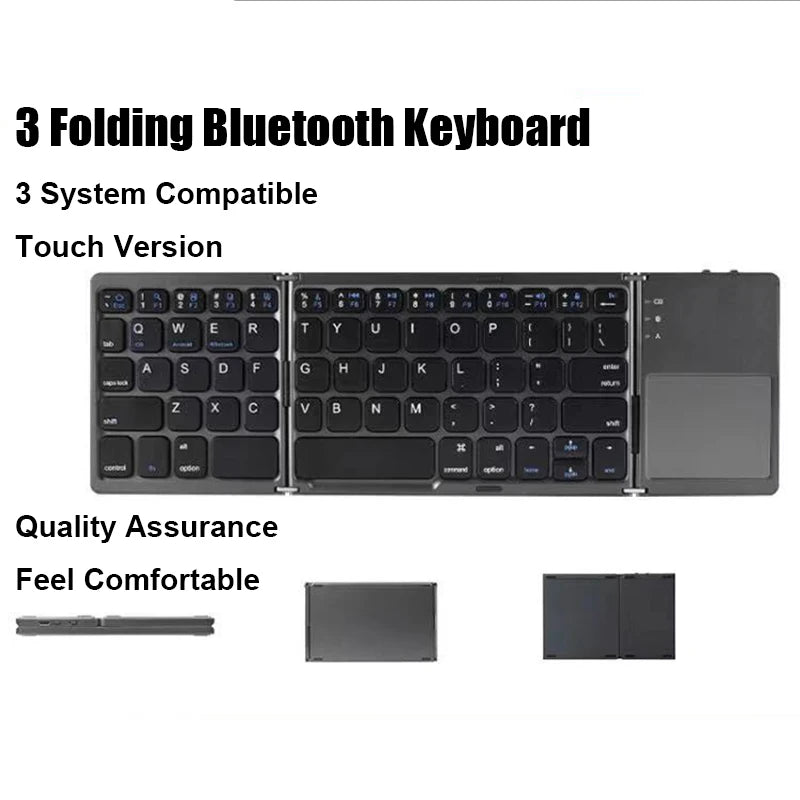 Teclado Inalámbrico Plegable con Bluetooth y Touchpad para Windows, Android, iOS - Teclado Mini de Botones Multifunción