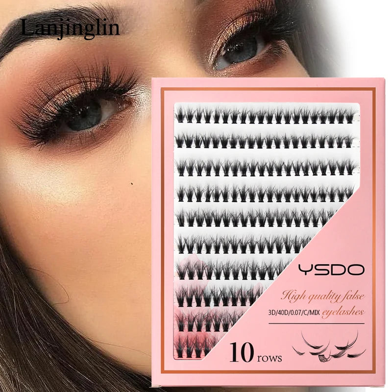 Extensiones de Pestañas Individuales, 10 Filas con 200 Racimos por Caja: Pestañas Falsas para Maquillaje Profesional y Extensión de Pestañas