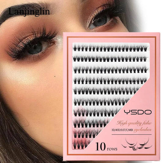 Extensiones de Pestañas Individuales, 10 Filas con 200 Racimos por Caja: Pestañas Falsas para Maquillaje Profesional y Extensión de Pestañas