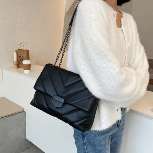 Nuevos Bolsos Crossbody Casual con Cadena para Mujer, Bolso de Hombro Sencillo de Moda, Bolsos de Diseñadora para Mujer, Bolsos Mensajeros de Cuero PU