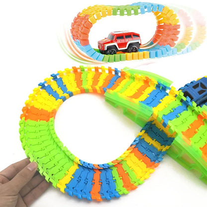 Set de Pista de Carreras DIY para Armar, Juguete Educativo con Coches y Pistas Flexibles para Niños, Puzzle Interactivo de Carros de Carreras