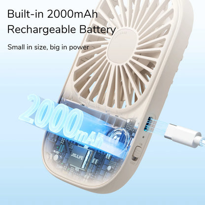 Ventilador Portátil JISULIFE Mini Handheld con Soporte - Diseño Ultra Delgado, Recargable por USB, Ideal para Maquillaje de Pestañas