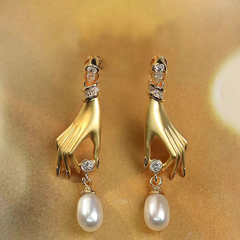 Pendientes Colgantes de Perlas de Imitación Huitan para Mujer | Joyería de Moda y Diseño Único