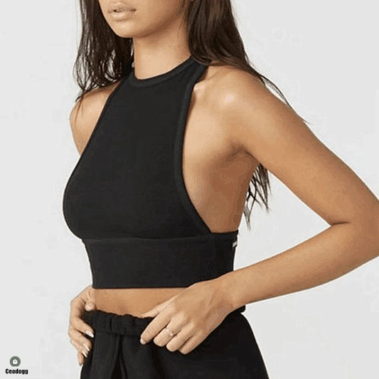 Chaleco de Alto Impacto con Almohadilla para Mujer - Sujetador Deportivo de Nailon con Tirantes, Tops Cortos de Cuello Alto para Gimnasio, Bralette de Fitness, Blusas Activas 2024