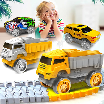 Coche de pista de dinosaurio eléctrico para niños, juguete de ferrocarril de escalada mágica, coches de juguete de pista flexible, juguetes educativos para niños, juguete de calidad para niños