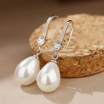 Pendientes Colgantes de Gota de Agua con Perlas Imitación - Joyería de Moda para Mujeres, Regalos de Compromiso y Fiesta