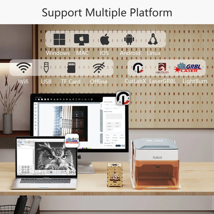 Grabador Láser Portátil 3000mW con Bluetooth, Impresora de Marcado para Madera, Plástico y Más